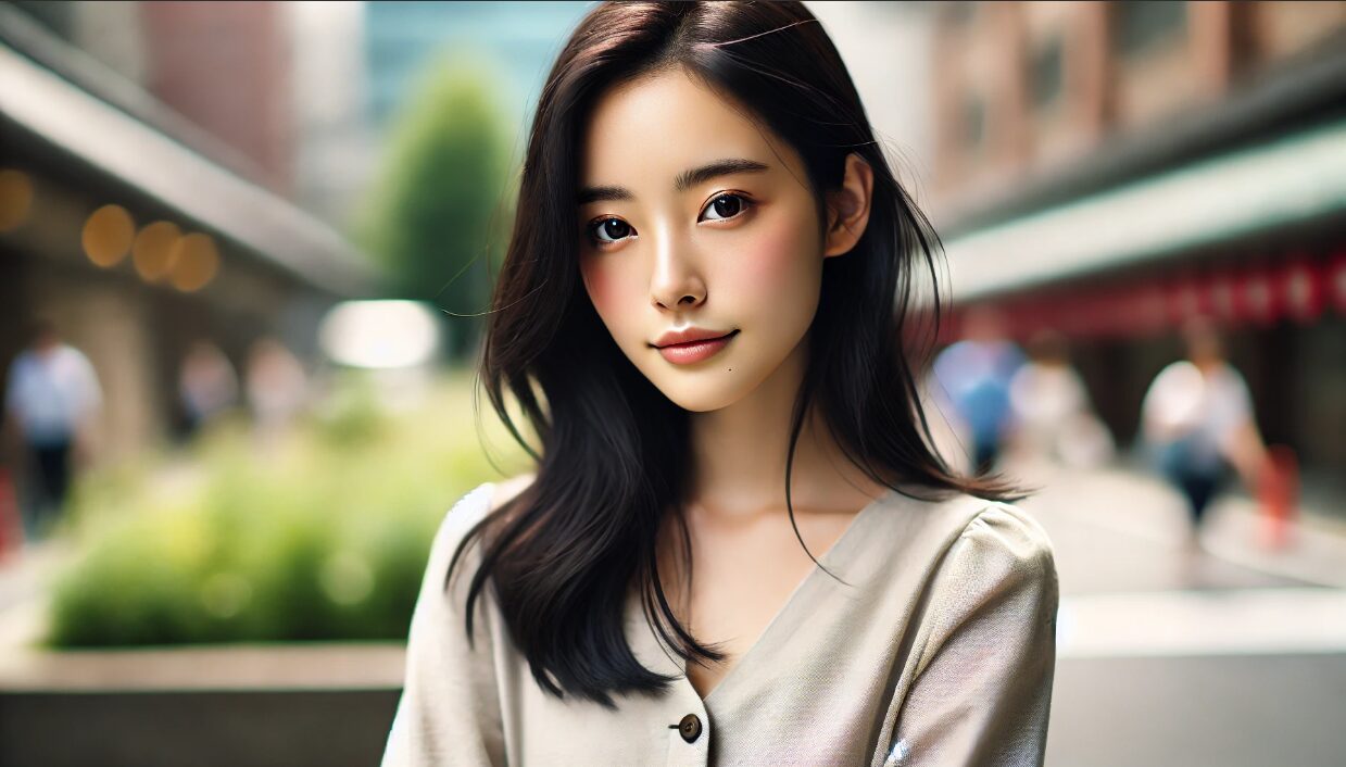 正面を向いている若い女性