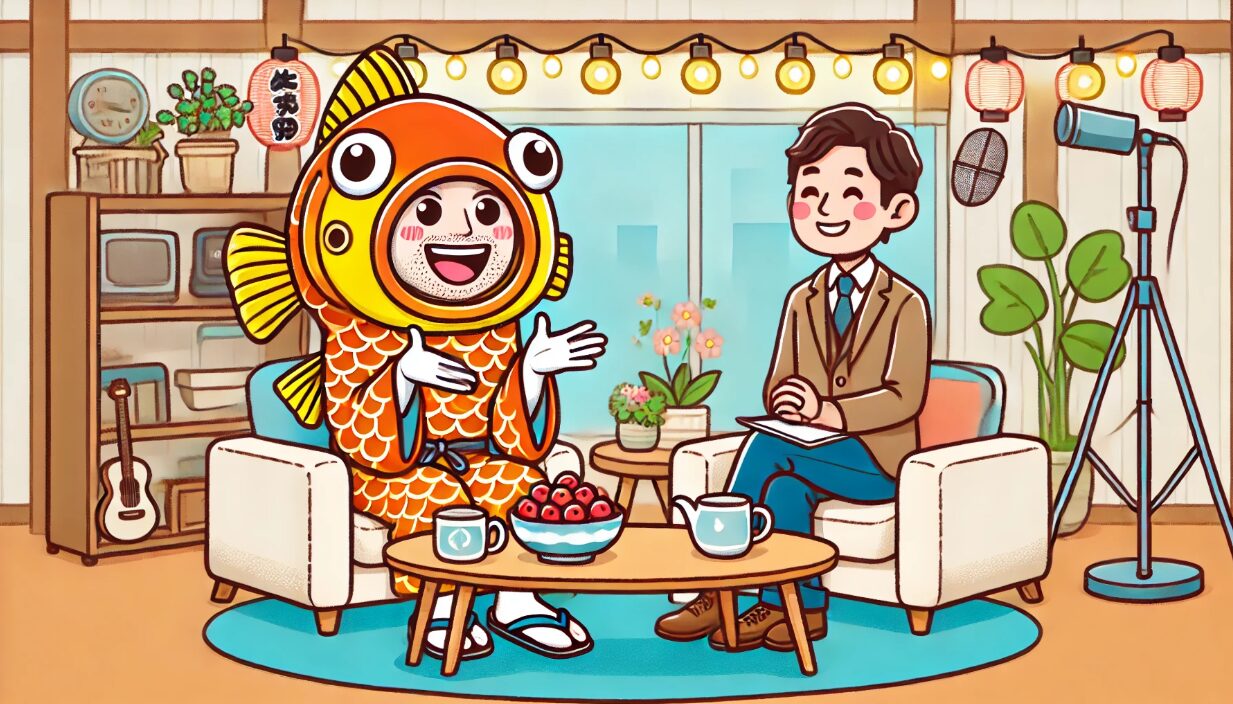 さかなクンの結婚感をテレビ番組で語る様子のイメージ